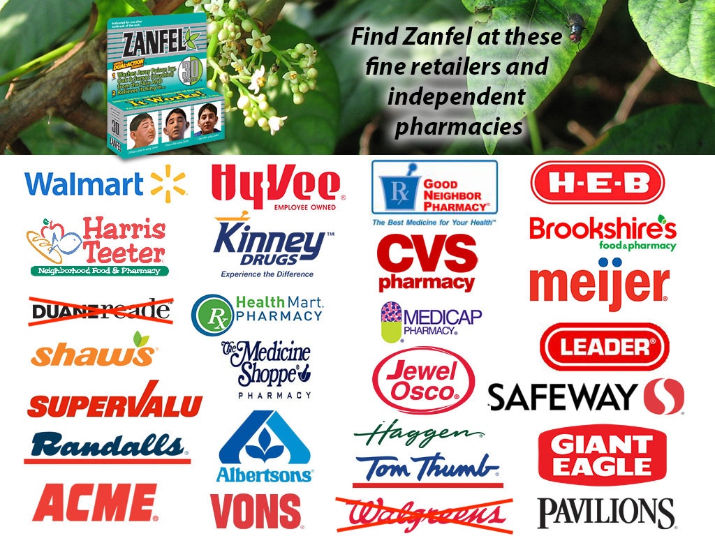 Retailers who carry the Zanfel product.