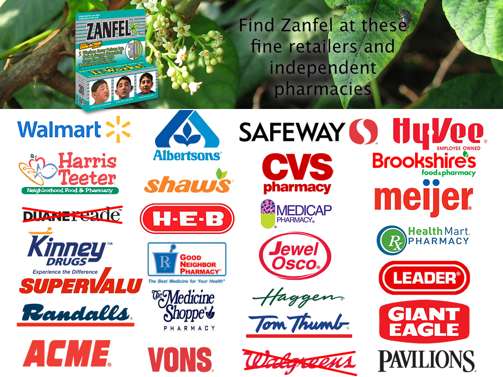 Retailers who carry the Zanfel product.
